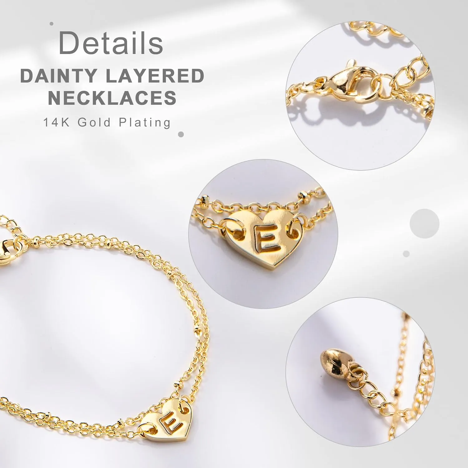 Women Gifts - Women Bracelets - Dainty Golden Initial Heart Charm Chain Bracelets With Hollow Letter