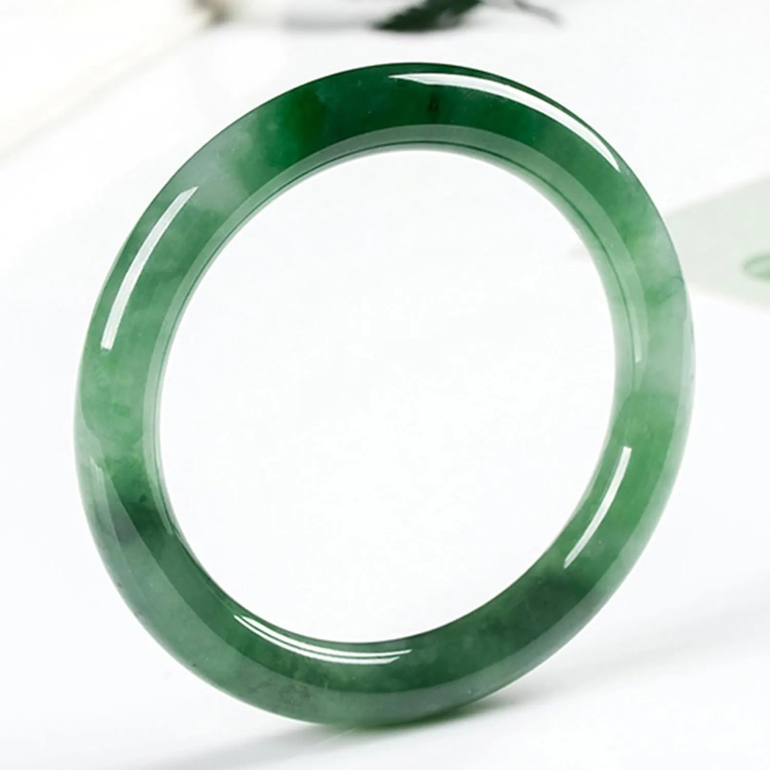 Women Jade Bangle Bracelet Retro Natural Green Jadeite Bracelets With Gift Box For Holiday Dating Chinese Style Jewellery