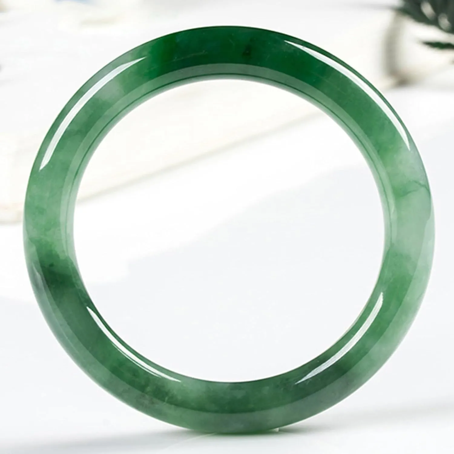 Women Jade Bangle Bracelet Retro Natural Green Jadeite Bracelets With Gift Box For Holiday Dating Chinese Style Jewellery