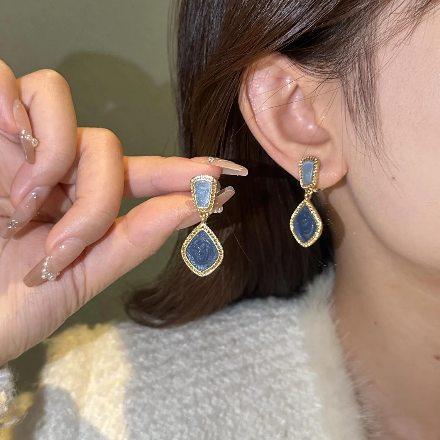 Women's Clip on Earrings Blue Earrings