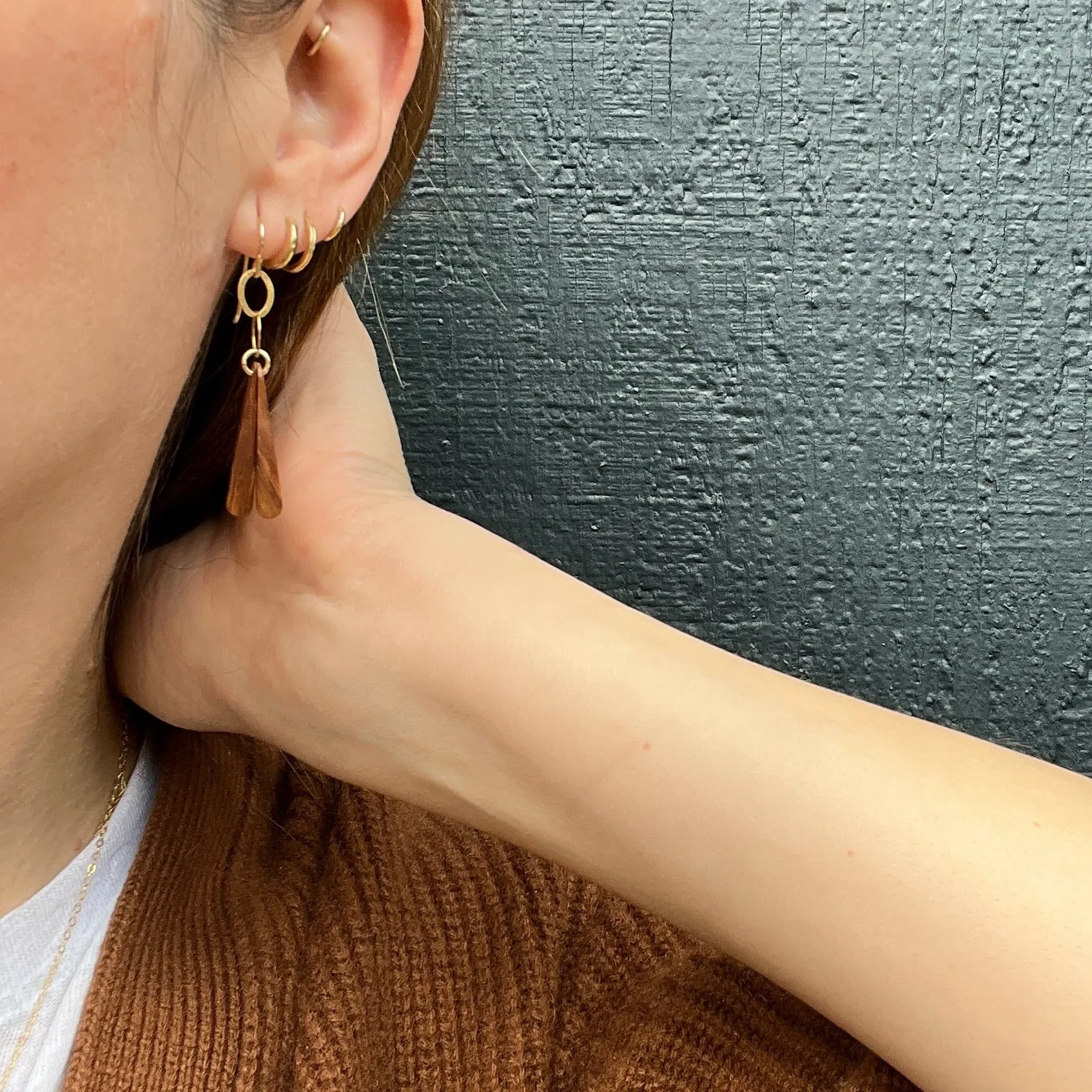Wood & Brass Whirligig Earrings by Brin