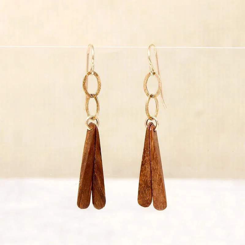 Wood & Brass Whirligig Earrings by Brin
