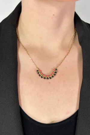 Wood Bead Curved Bar Necklace
