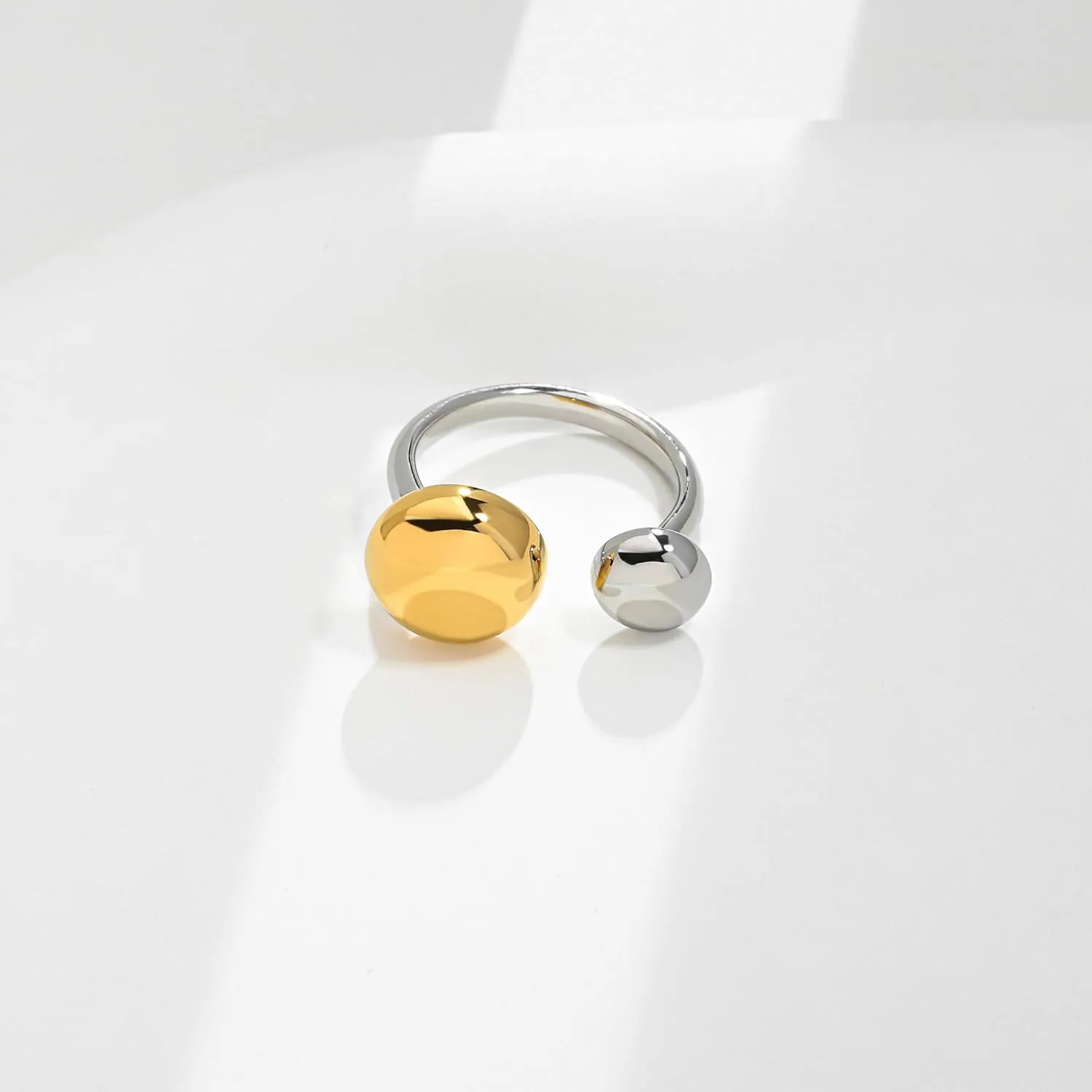 WOWORAMA Chunky Teardrop Rings for Women Silver Gold Bypass Dome Rings Thick Statement Open Adjustable Rings Simple Waterdrop Stackable Band Rings