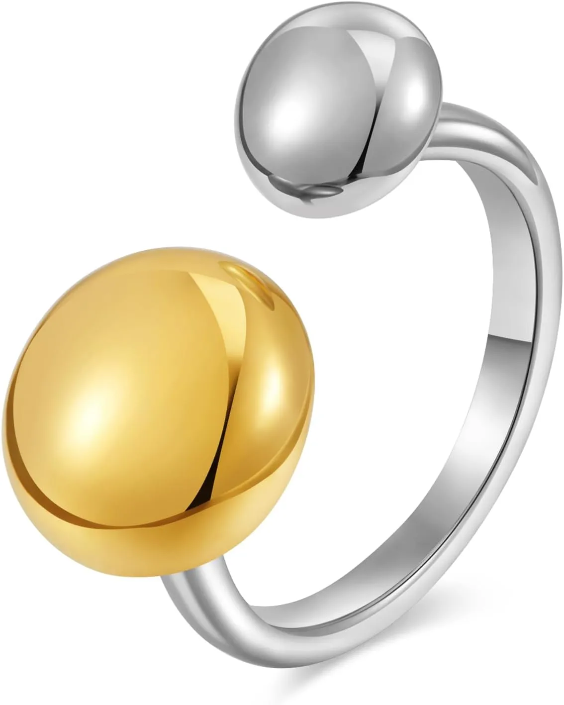 WOWORAMA Chunky Teardrop Rings for Women Silver Gold Bypass Dome Rings Thick Statement Open Adjustable Rings Simple Waterdrop Stackable Band Rings