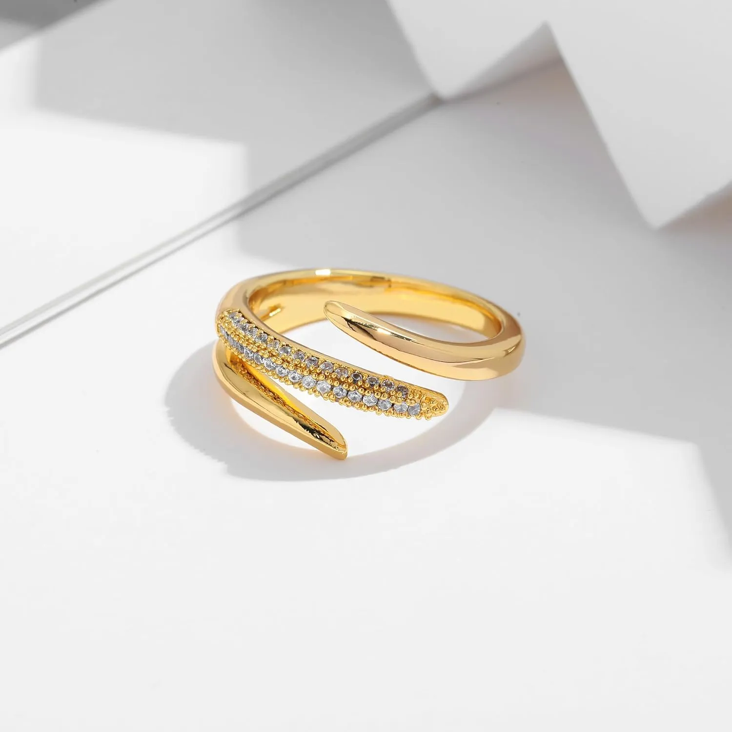 WOWORAMA Gold Open Band Rings for Women Chunky Gold Stackable Ring Dome Teardrop Heart Rings Trendy Gold Statement Ring Adjustable Open Band Rings