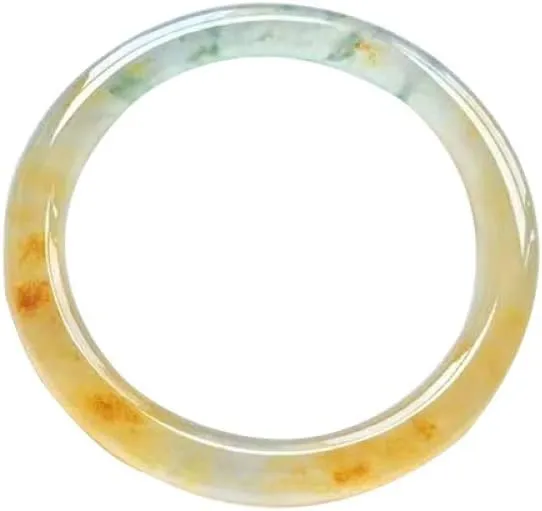 YASHUNJIA-Ladies Jade Bangle, Yellow Round Bar, Classic Style, Lobster Claw Clasp