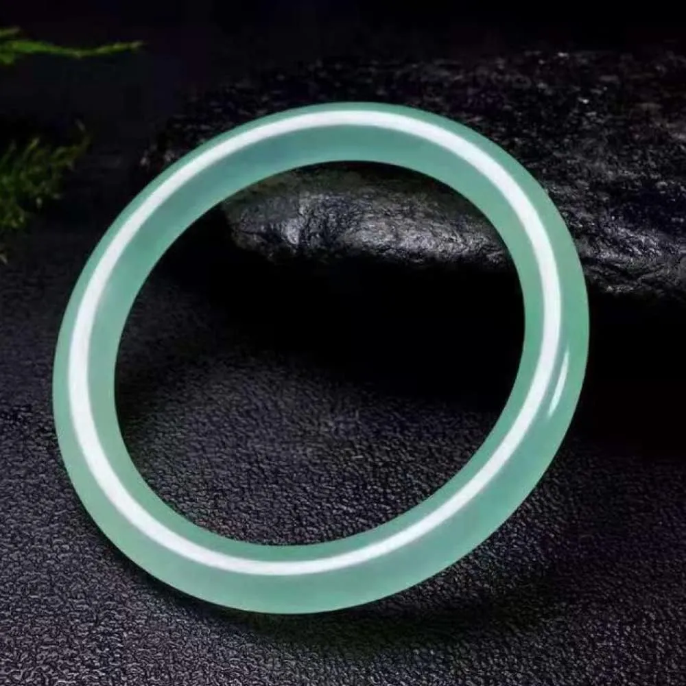 YASHUNJIA-Natural Jade Bangle, Light Green Jade Bangle