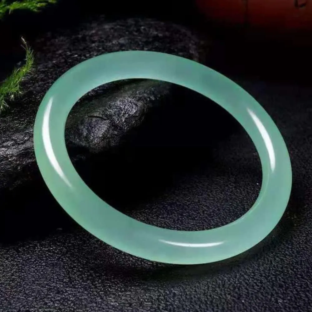 YASHUNJIA-Natural Jade Bangle, Light Green Jade Bangle
