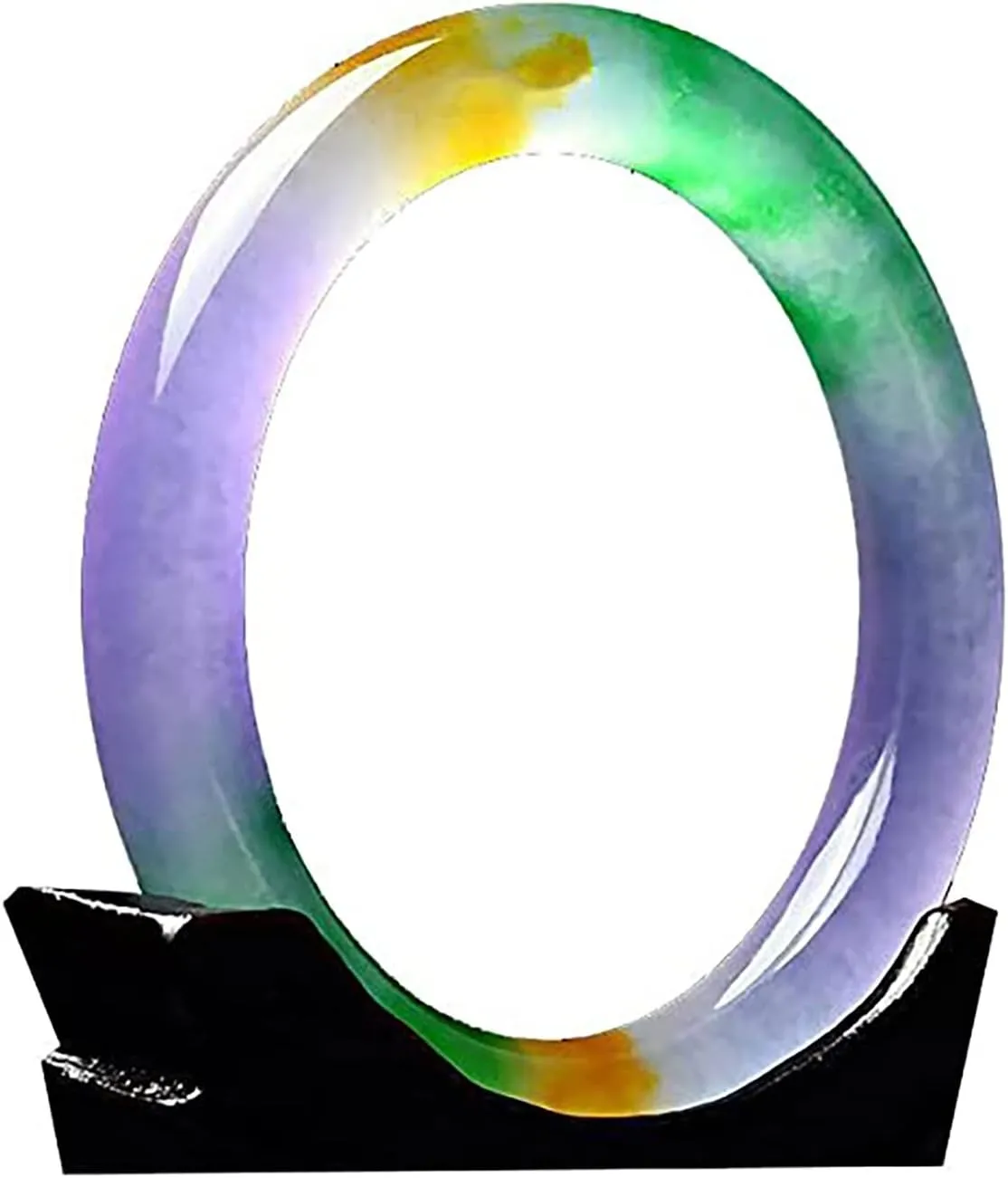 YASHUNJIA-Natural Tricolor Colorful Jade Bangle Bracelet, Round bar Jade Bangle Jewellery Accessories,with Jewelry Box