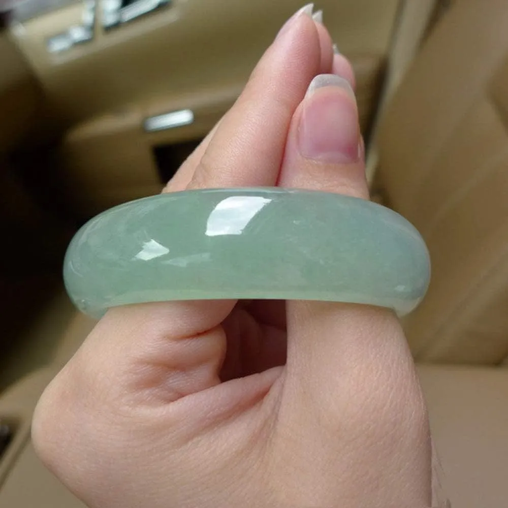 YASHUNJIA- Women Jade Bangle, Emerald Quartzite Jade Bracelet Light Green?? Jewelry Box Packaging