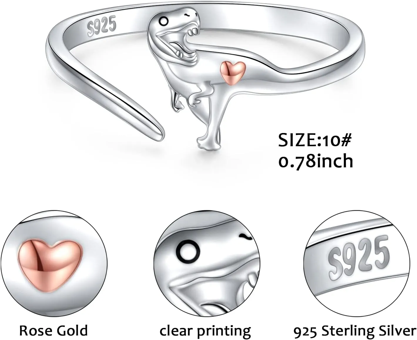 Yearace Sterling Silver Couples Rings - Matching Heart Promise Rings for Him & Her