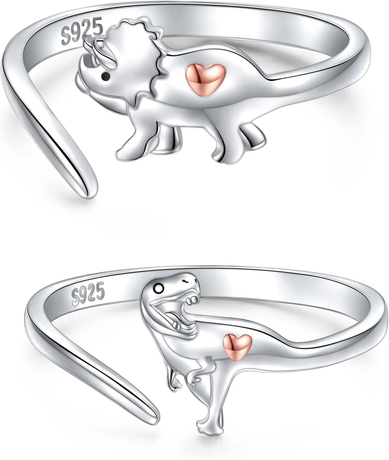 Yearace Sterling Silver Couples Rings - Matching Heart Promise Rings for Him & Her