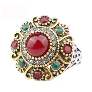 Yellow Chimes Classic Design Vintage Bohemian MultiColor Studded Stones Antique Rings For Women and Girl's