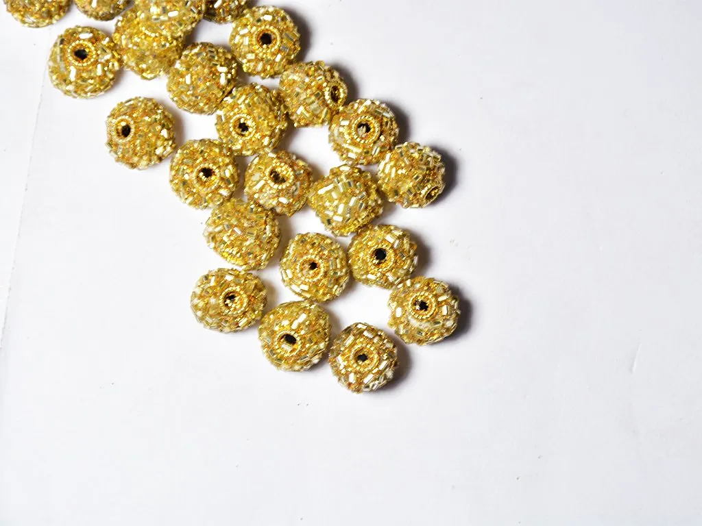 Yellow Spherical Beaded Clay Beads
