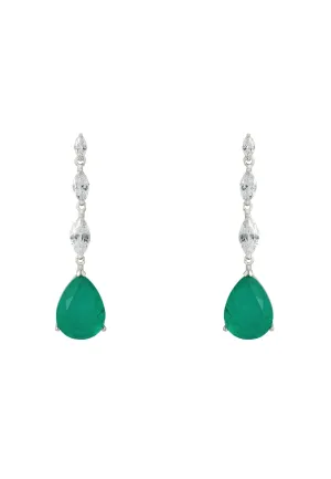 Zara Teardrop Colombian Emerald Gemstone Earrings in Silver